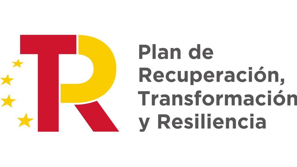 Logo Plan de Recuperación, Transformación y Resiliencia. Construcción de piscinas, impermeabilización, obra hormigón.