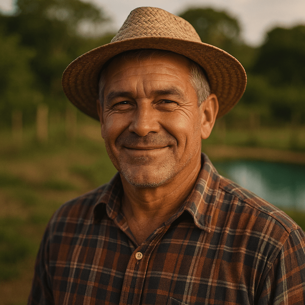 Hombre sonriente. Especialista en construcción de piscinas de hormigón e impermeabilización de obra.